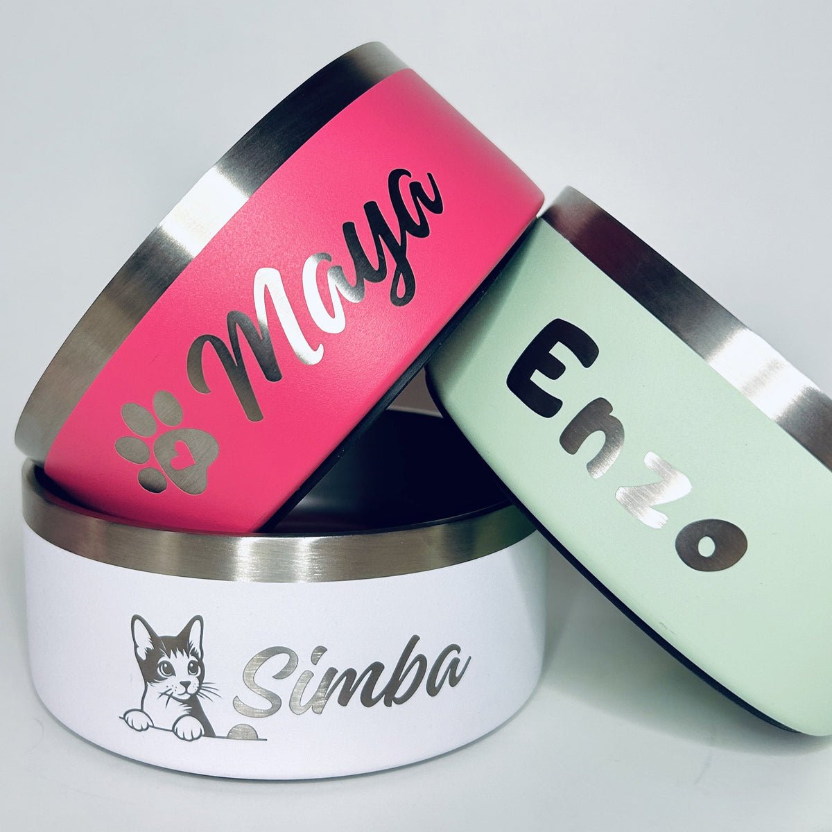 Gamelle personnalisée pour chiens et chats rose