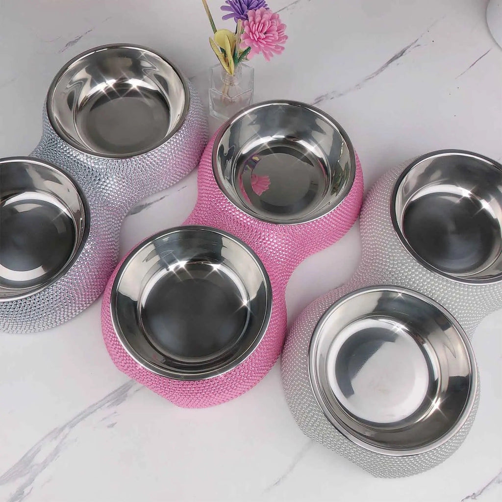 Bedazzle Me Rhinestone Dog Bowl | Decorative Sparkle Pet Bowl