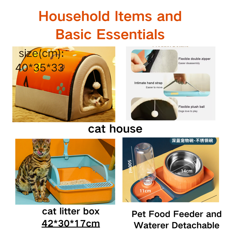 Cat Starter Kits, Kitten Starter Kits, Cat starter package, save your time to searching, Food feeder and Water Bowls, cat Litter Boxes,cat house, cat bed .cat Toys ,New design of fur Remover roller