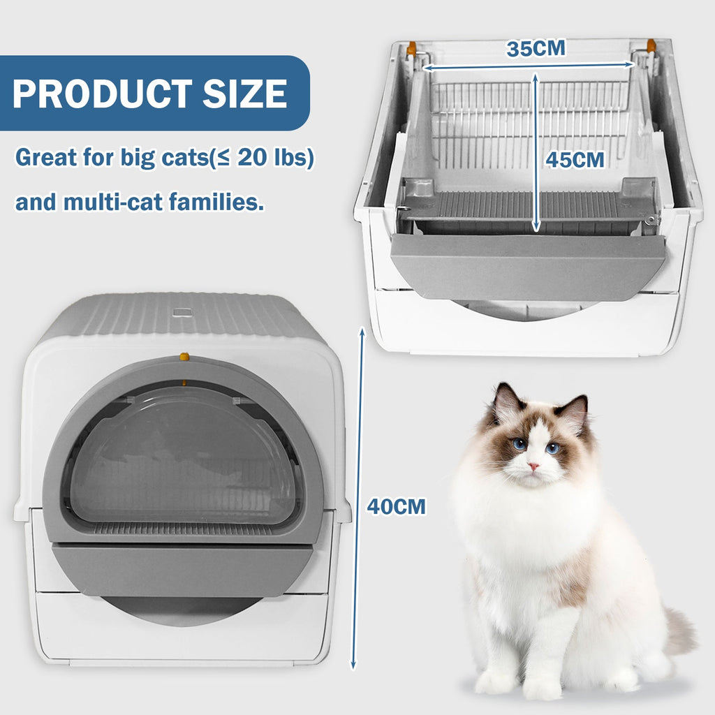 Semi-automatic Cat Litter Box  Pull and Slide rake for Waste Cleaning best design