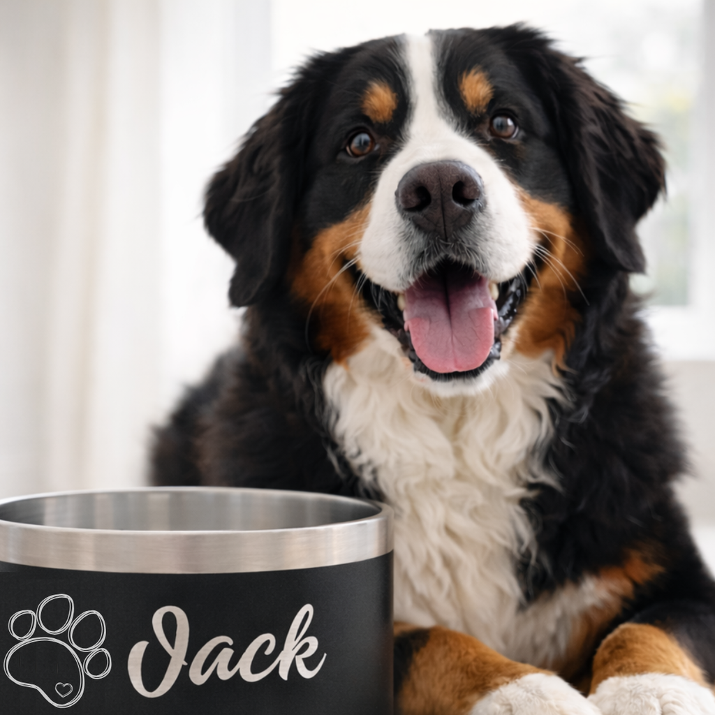 Gamelle personnalisée pour chien et chat noire
