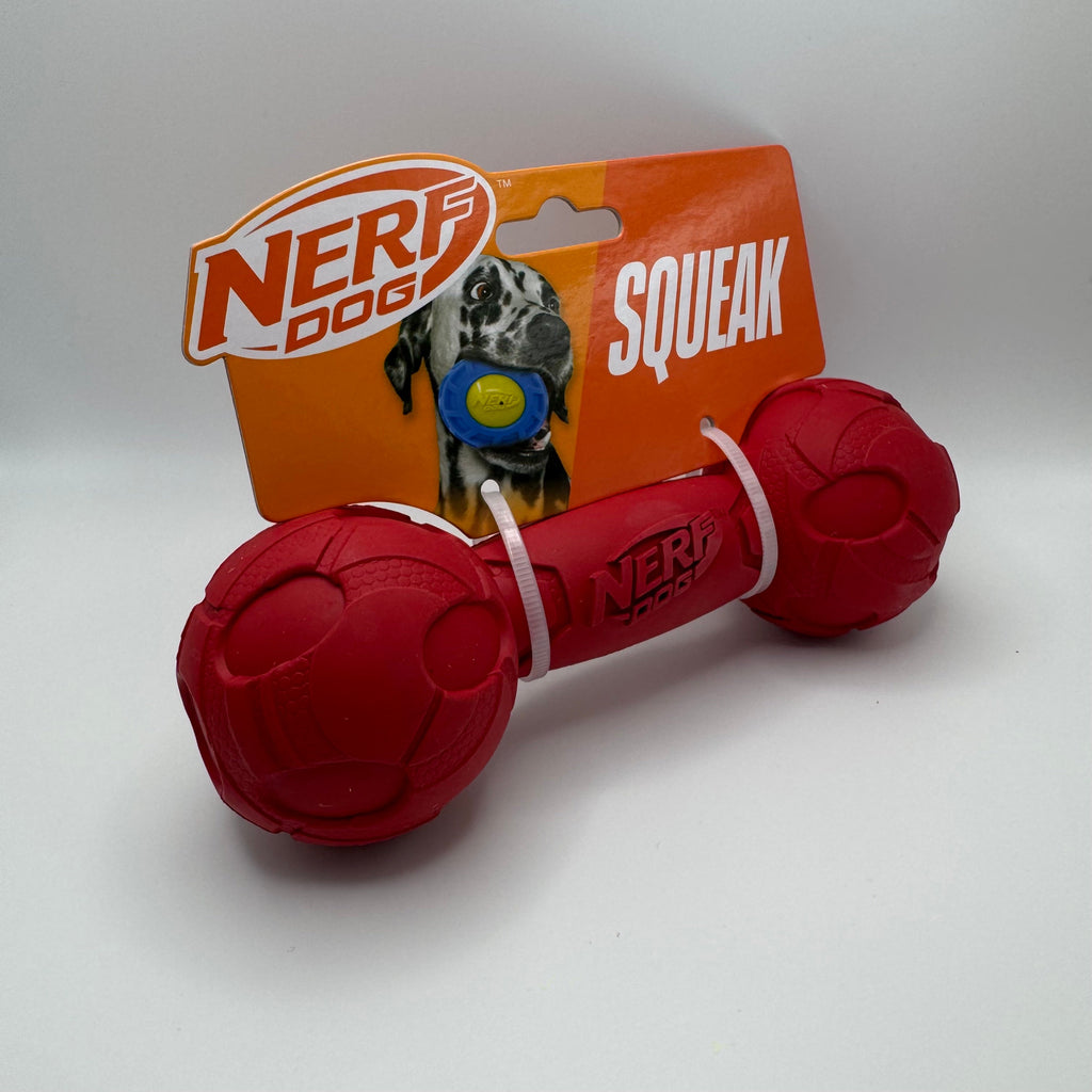 Squeaky Dog Barbell Toy for Aggressive Chewers