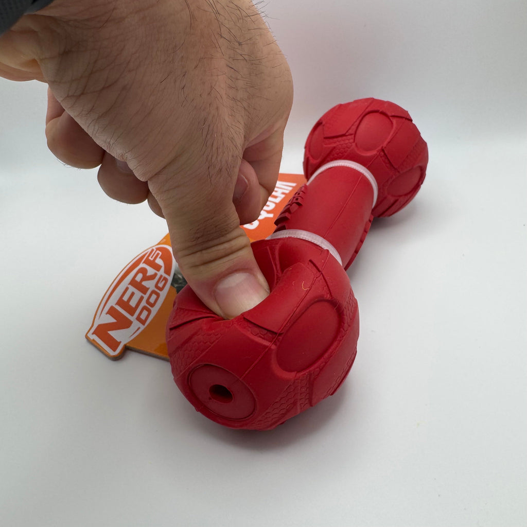 Squeaky Dog Barbell Toy for Aggressive Chewers