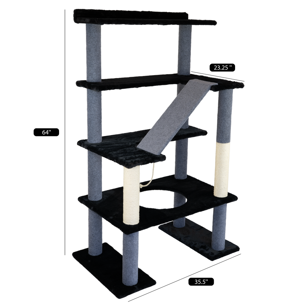 Maine Coon 65" Cat Tower - 5-Level Cat Tree