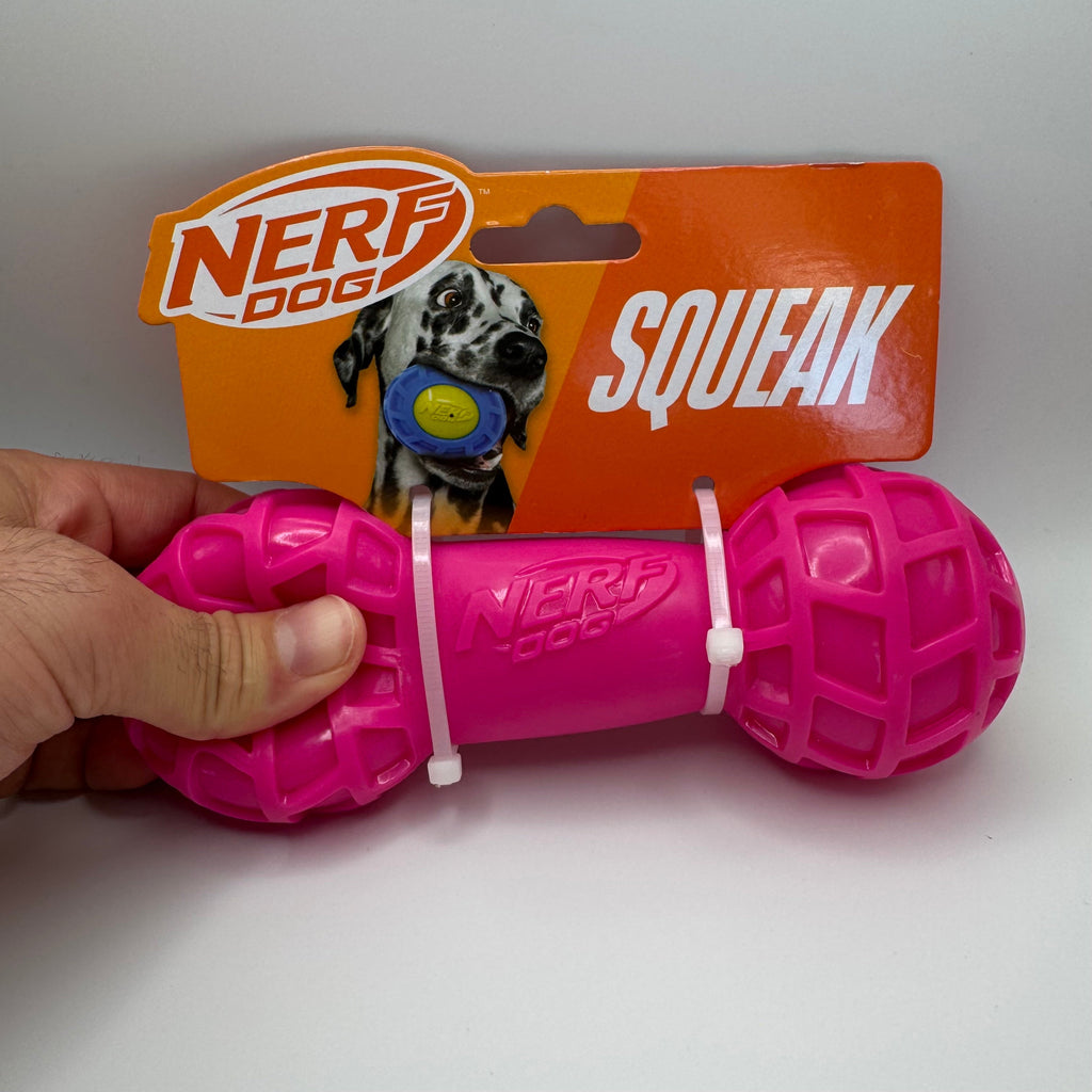 Squeaky Dog Barbell Toy for Aggressive Chewers